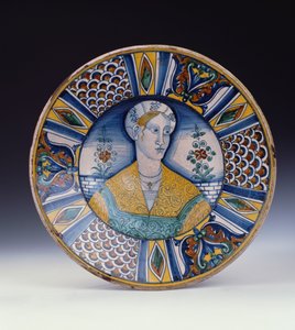 Un grand plat de portrait de Deruta, vers 1530 - Italian School