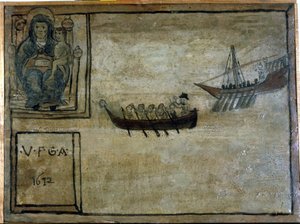 Un bateau napolitain est poursuivi par une galère barbaresque. Ex-voto de 1612 de l