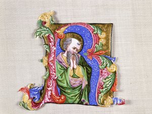 Un Saint en Prière, une Grande Initiale Historiée R