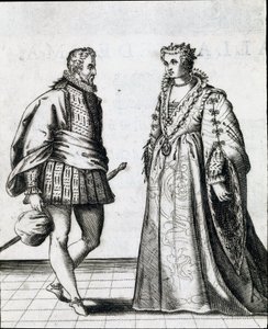 Un couple de nobles italiens. Gravure de « Il ballarino » - Italian School