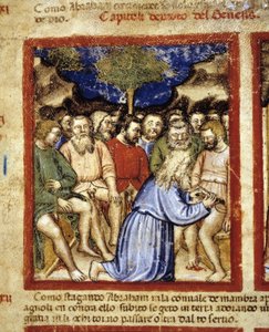 Abraham circoncis les Juifs, illustration du "Codex de Padoue" 1390-1400