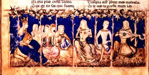 Une reine écoute de la musique, du Roman du Roy Meliadus de Leonnoys, c.1352 - Italian School