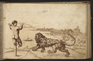 Add. 82955, f.124 Figure humaine et créature (