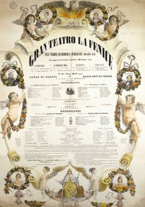 Affiche du Théâtre de La Fenice de Venise pour la saison 1843 - 1844. - Italian School