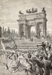 Troupes alliées entrant à Milan par l