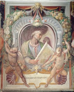 Amerigo Vespucci, dans la Sala del Mappamondo - Italian School