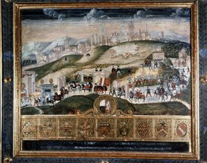 Arrivée à Sienne de Cosimo I de Médicis (1389 - 1464) - Archives Nationales, Sienne - Italian School