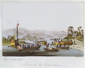 Bateaux en Cochinchine, vers 1820-25 - Italian School