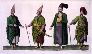 Bostandji, Khasseki et autres exemples de costumes ottomans, planche 5 de la Partie III, Volume I de 