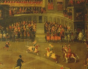 Carrousel dans la cour du Palais du Belvédère - Italian School