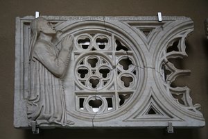 Rosace sculptée avec le donateur Francesco dé Felici - Italian School