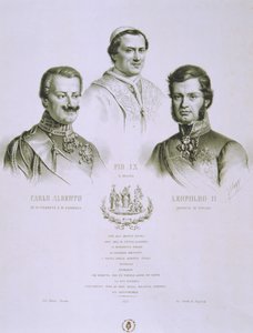 Charles Albert, Pie IX et Léopold II, 1848 - Italian School