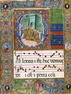 Miniature chorale avec le pape Alexandre II célébrant la messe à l