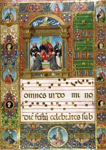 Miniature chorale avec Saint Benoît prêchant aux moines - Italian School