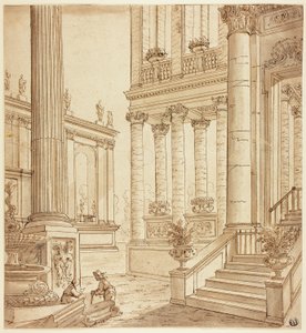 Portique à colonnades - Italian School