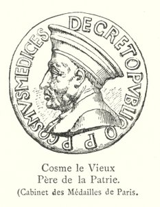 Cosme le Vieux, Père de la Patrie, Cabinet des Médailles de Paris (gravure) - Italian School