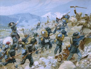Guerre de Crimée et bataille de la Tchernaïa, 16 août 1855, illustration d