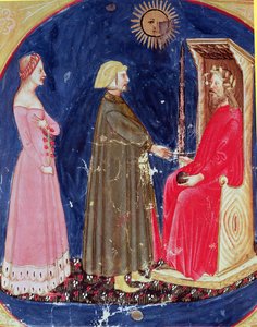 Dante et Béatrice devant Justinien (482-565) de La Divine Comédie de Dante Alighieri (1265-1321) - Italian School