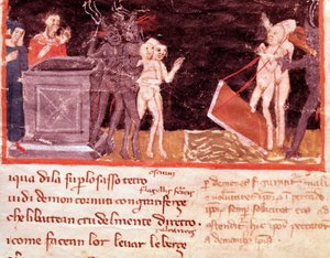 Dante et Virgile entourés des proxénètes et séducteurs (chant 18 de l