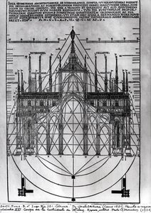 Conception pour la cathédrale de Milan, illustration de De Architectura par Vitruve, Côme, 1521 - Italian School
