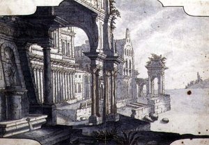 Conception pour un décor de scène, vers 1750 - Italian School