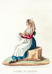 Donna Di Marino (gravure en couleur) - Italian School