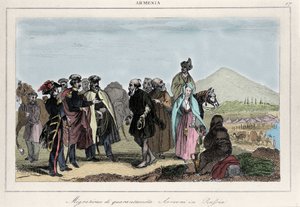 Émigration des Arméniens vers la Russie. Gravure du 19ème siècle