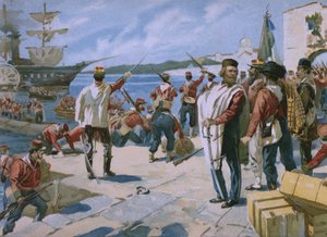 Expédition des Mille sous la direction de Giuseppe Garibaldi, débarquement à Marsala, Sicile, 1860, illustration d