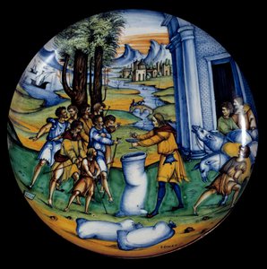 Coupe en faïence représentant Joseph dans le sac de Benjamin