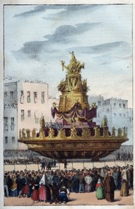 Fête de Santa Rosalia de Palerme (1130-1160), sainte patronne de Palerme - gravure de « Usi e Costumi di Tutt » - Italian School