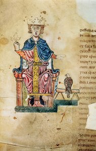 Frédéric II de Souabe, illustration de De arte venandi cum avibus, vers 1220-50 - Italian School