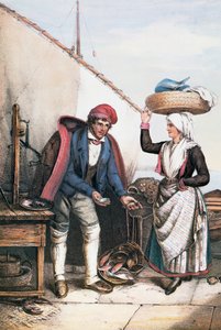 Poissonnier et paysan, illustration des Costumes d