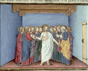 Jésus apparaît aux disciples réunis sous un même toit par peur des juges - Italian School