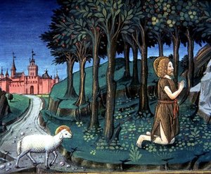 Fol.143v Saint Jean-Baptiste prie dans le désert - Italian School