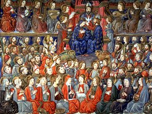 Fol.151v Le Jugement Dernier : Les Justes seront appelés au banquet - Italian School