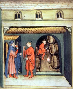 Vin de fruits vieilli, illustration du Tacuinum Sanitatis Codex Vindobonensis - Italian School