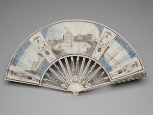 Éventail pliant avec des vues des monuments de Rome, vers 1780-90 - Italian School