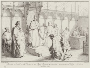Francesco Novello II da Carrara et son fils Francesco III demandent miséricorde au Doge Michele Steno - Italian School