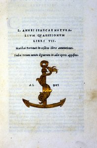 Frontispice de « Naturalium Questionum Libri VII » par Sénèque le Philosophe, imprimé en 1503 par Aldo Manuzio