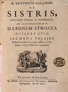 Frontispice de "De sistris" par Benedictus Bacchinius - Italian School