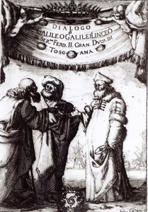 Frontispice de Dialogo sopra i due massimi sistemi del mondo par Galilée, publié en 1632