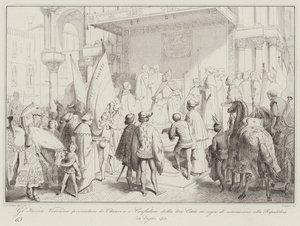 Les Envoyés Véronais Présentent les Clés et les Étendards de leur Ville en Signe de Soumission - Italian School