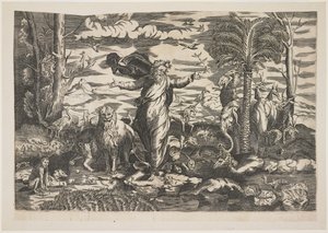 Dieu créant les animaux, c.1550 - Italian School