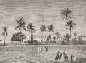 Palais du gouverneur, où résidait le général Gordon, Khartoum, Soudan, gravure de Cairoli de L