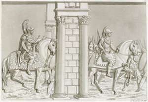 Soldats grecs à cheval (gravure) - Italian School