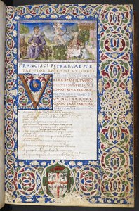 Miniature de Pétrarque et Laura, avec l