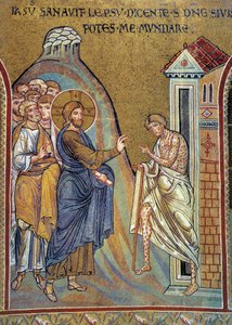 Guérison du lépreux - mosaïque, Monreale, Italie - Italian School