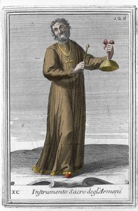 Instrument sacré arménien : instrument de musique similaire à une cloche. Gravure de « Gabinetto Armonico pieno d