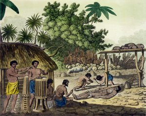 Sacrifice humain à Otaheite, planche 84 de Le Costume Ancien et Moderne, par Jules Ferrario