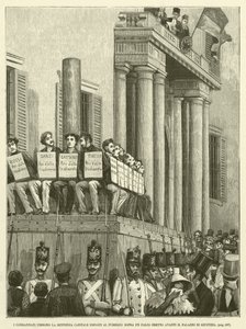I Condannati Udirono la Sentenza Capitale Esposti al Pubblico Sopra Un Palco Eretto Avanti il Palazzo di Giustizia (gravure) - Italian School